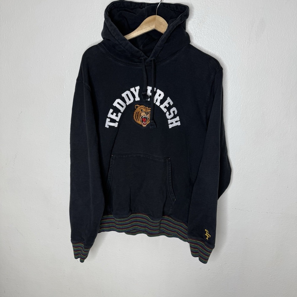 Teddy Fresh Black Embroidered Bear Hoodie Sweatshirt Men's XL